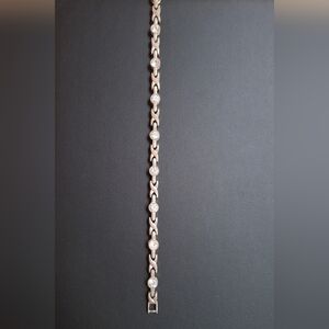 VINTAGE Silver Tone Helix Bracelet with Crystals